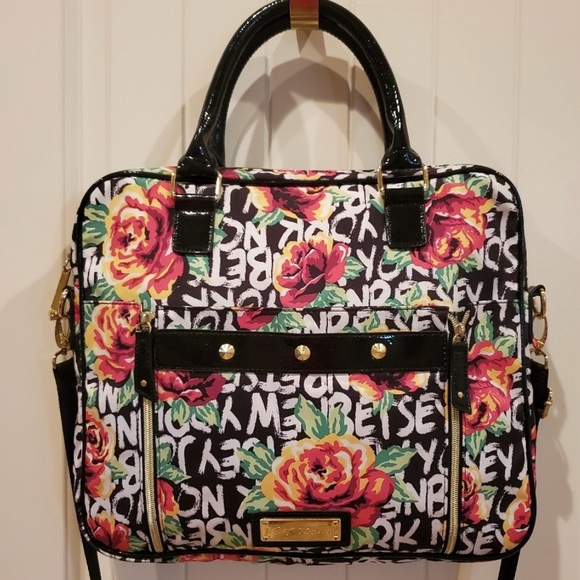 Betsey Johnson Floral Laptop Messenger Bag - Picture 4 of 12